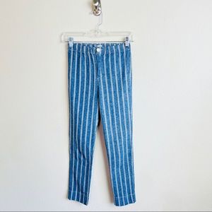Brandy Melville Blue White Stripe Tilden Crop Trouser Pants